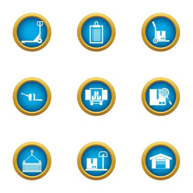 Yükü Icons set, düz stil teslim