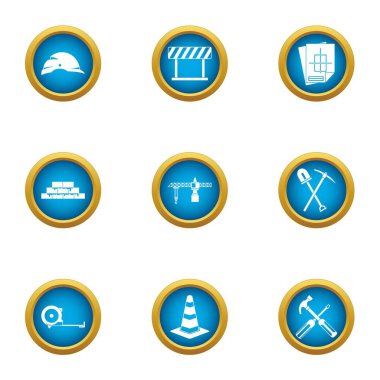 İnşaat Emanet Icons set, düz stil