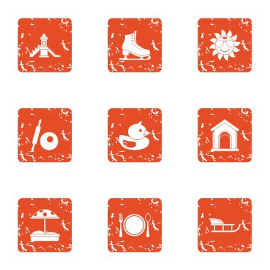 Paraşüt Icons set, grunge tarzı