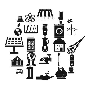 Enerji transferi Icons set, basit tarzı