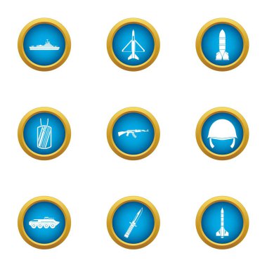 Zırh Icons set, düz stil