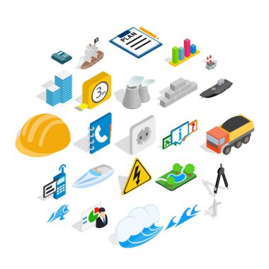 Elektrik Icons set, izometrik stili