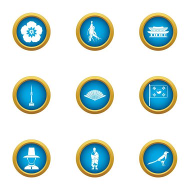Kore türü Icons set, düz stil