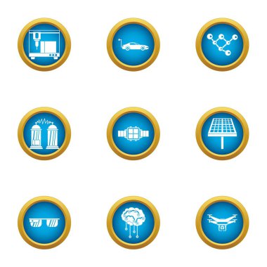 Teknik dev Icons set, düz stil