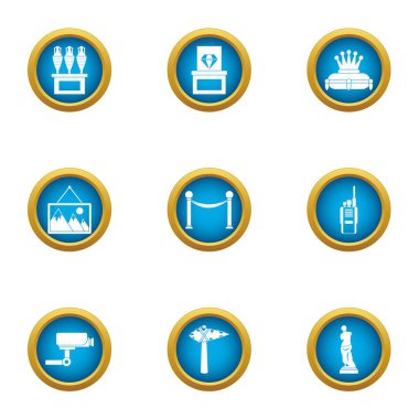 Müze gözlem Icons set, düz stil