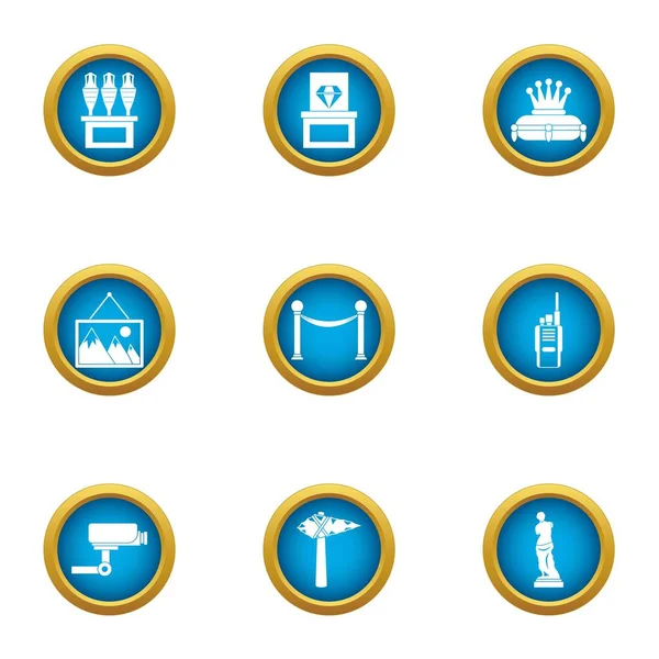 Müze gözlem Icons set, düz stil