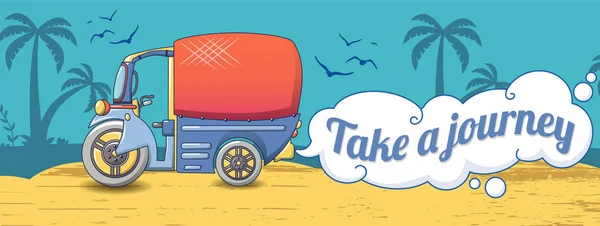 Tome una bandera tailandesa concepto de viaje, estilo de dibujos animados — Vector de stock