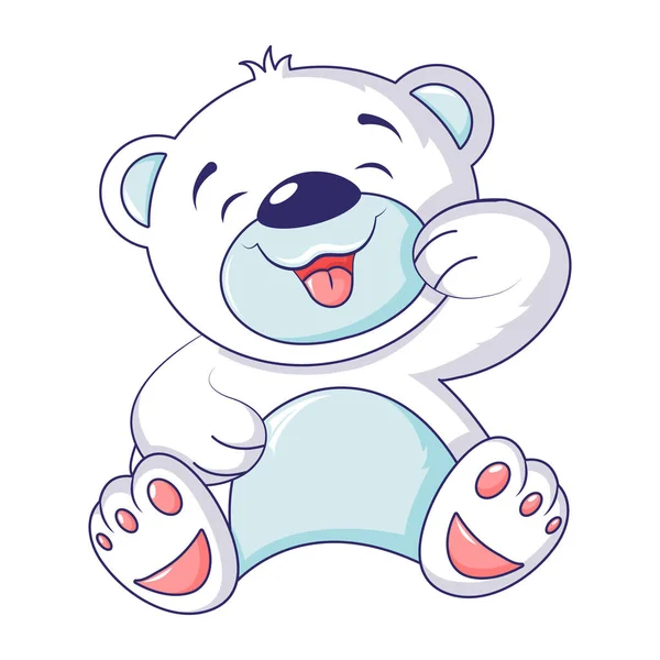 Lindo oso blanco icono, estilo de dibujos animados — Vector de stock