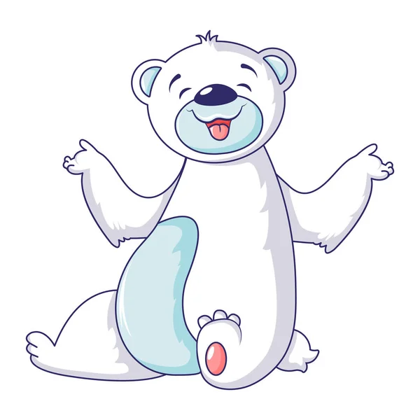 Polar bear smile icon, cartoon style — Stock Vector