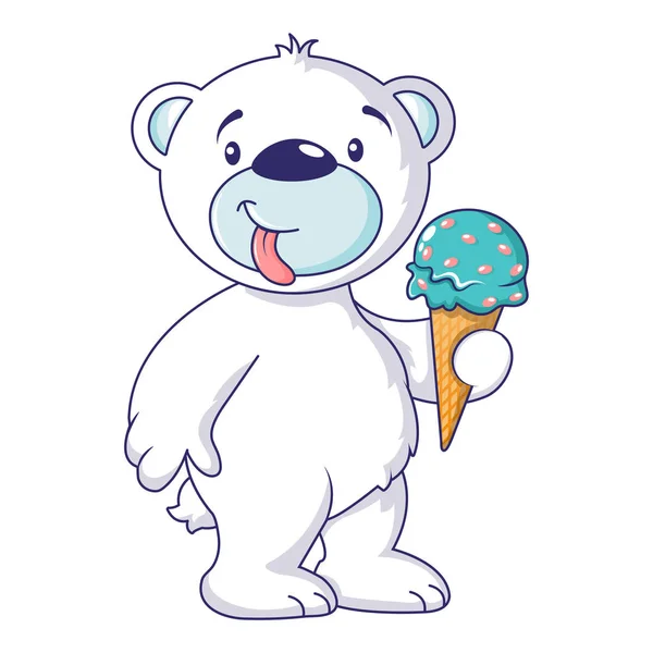 White Bear Ice Cream Icon Cartoon White Bear Ice Cream — Stock Vector