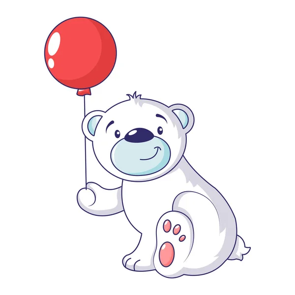 熊与空气气球图标, 卡通风格 — 图库矢量图片