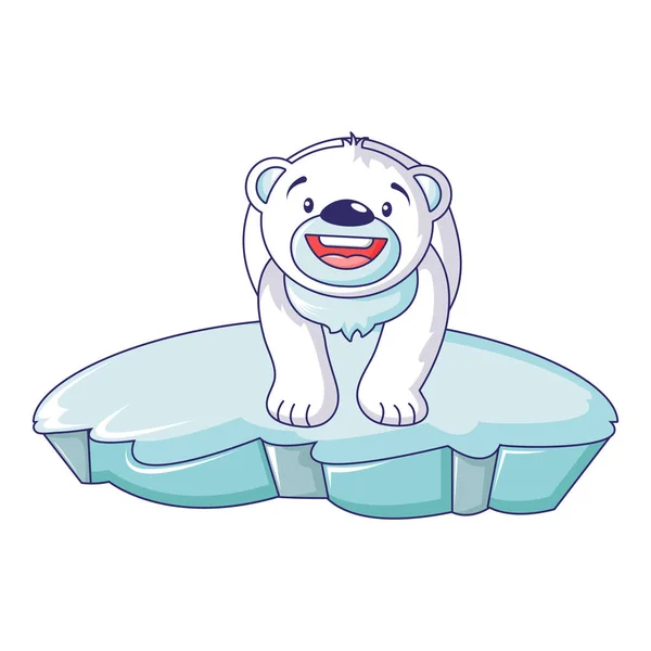 北极熊的冰山图标, 卡通风格 — 图库矢量图片