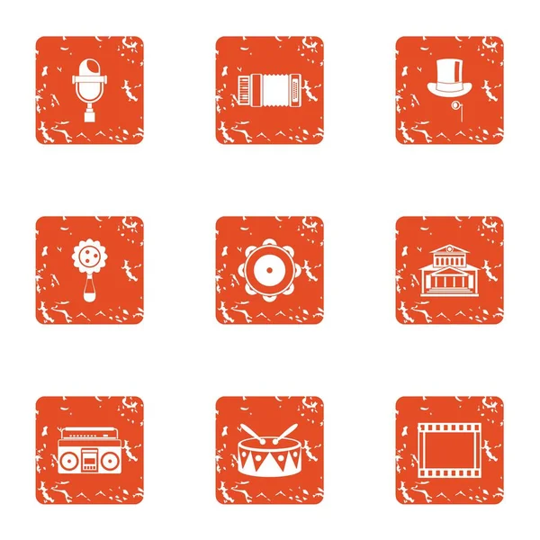 Conjunto de iconos Boombox, estilo grunge — Vector de stock