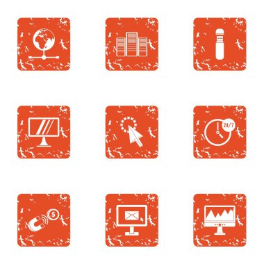 Ana bilgisayar Icons set, grunge tarzı
