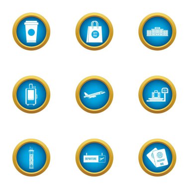 Duty free Icons set, stil düz