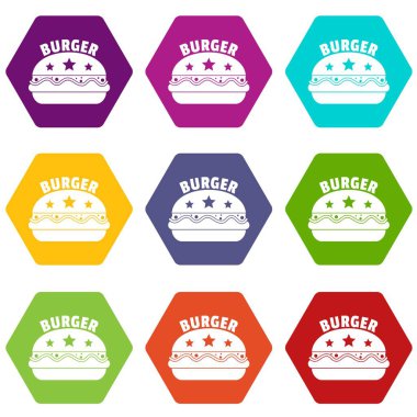 9 vektör Ulusal burger Icons set