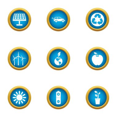 Parlak Icons set, düz stil