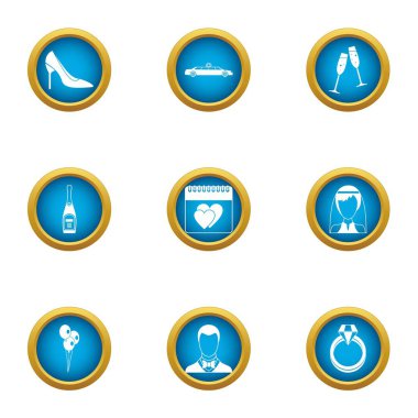 Ne güzel bir gün Icons set, düz stil