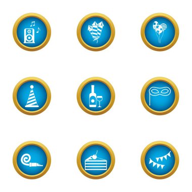 Tezahürat Icons set, düz stil