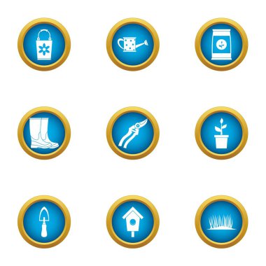 Ana botanikçi Icons set, düz stil