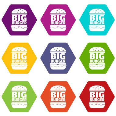 9 vektör büyük hamburger Icons set