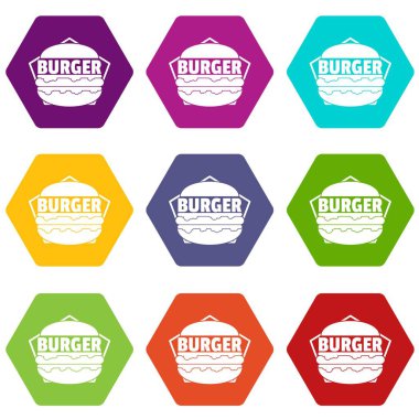 9 vektör taze hamburger Icons set