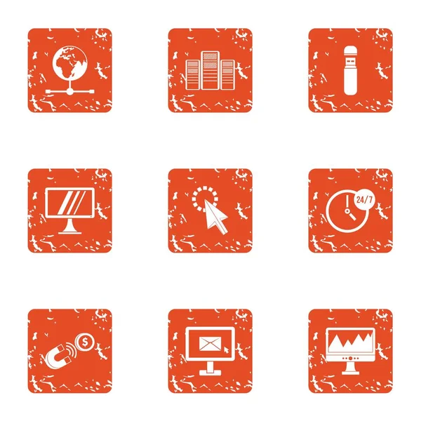 Ana bilgisayar Icons set, grunge tarzı