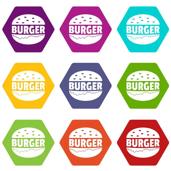 Juego de iconos de hamburguesa 9 vector — Vector de stock