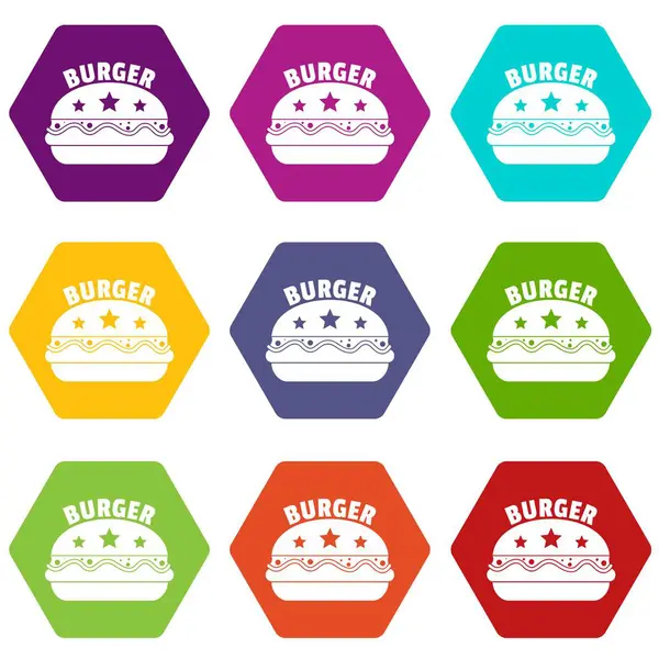 Conjunto de iconos nacionales hamburguesa 9 vector — Vector de stock