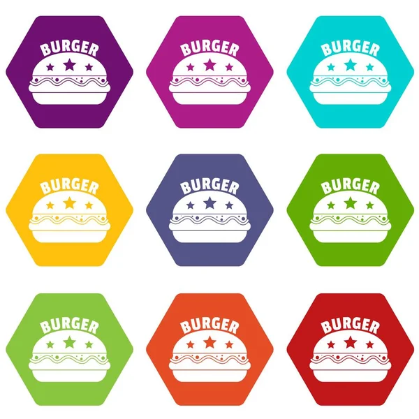 9 vektör Ulusal burger Icons set
