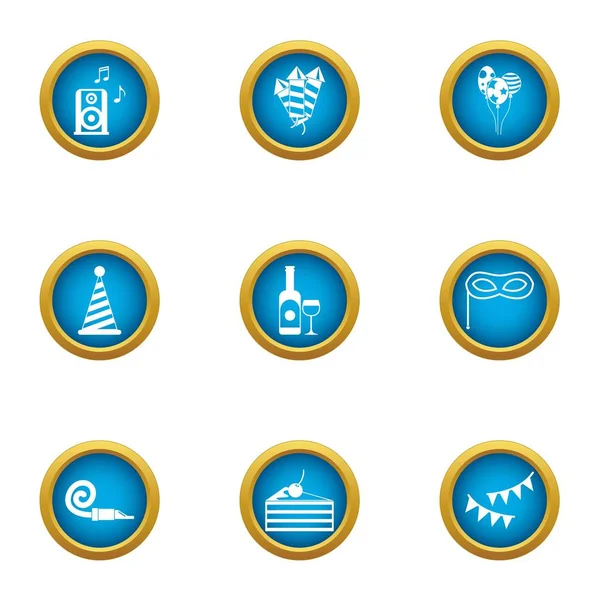 Tezahürat Icons set, düz stil