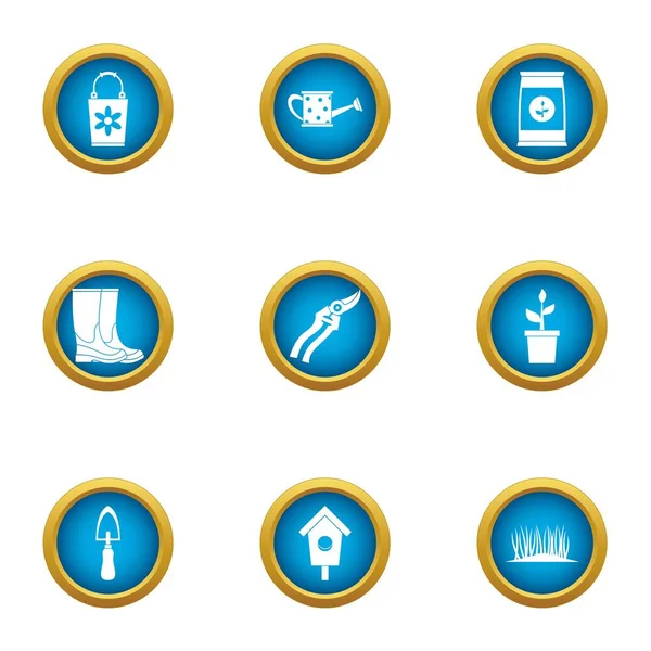 Ana botanikçi Icons set, düz stil