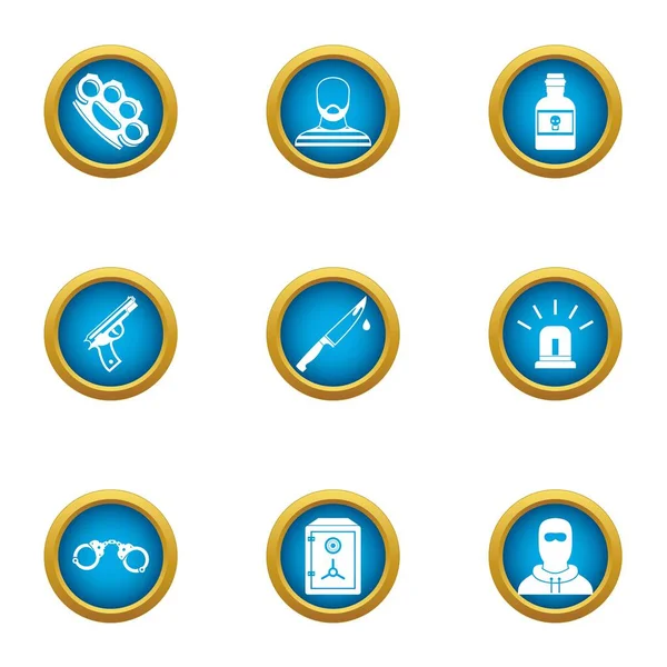 Baş belası Icons set, düz stil