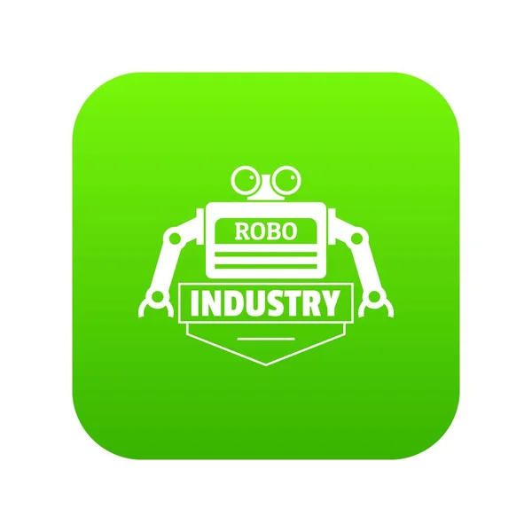 Robot icono verde vector — Vector de stock