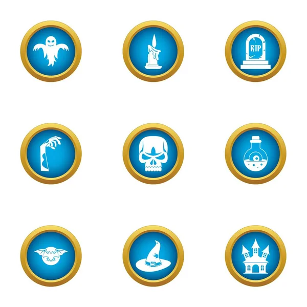 Spell icons set, flat style — Stock Vector