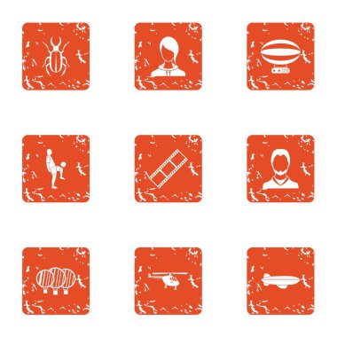 Icons set, grunge tarzı toplama spor