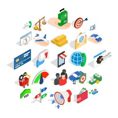 Ödeme Icons set, izometrik stili