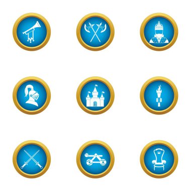 Ortaçağ devralma Icons set, düz stil