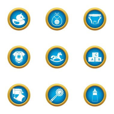 Büyüme Icons set, düz stil zaman