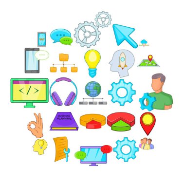 Satış departmanı Icons set, karikatür tarzı