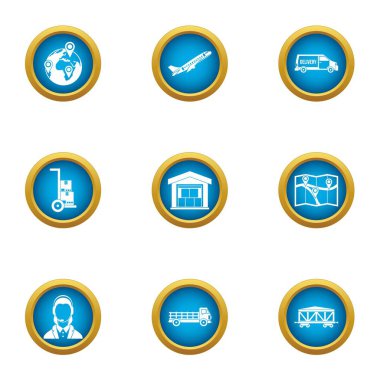 Depolama oda Icons set, düz stil