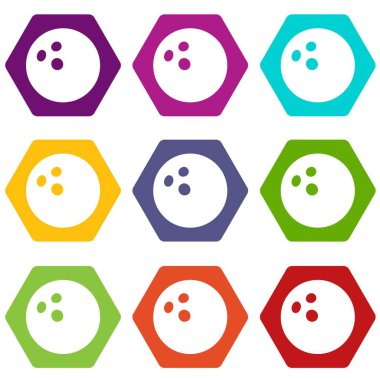 9 vektör bowling topu Icons set
