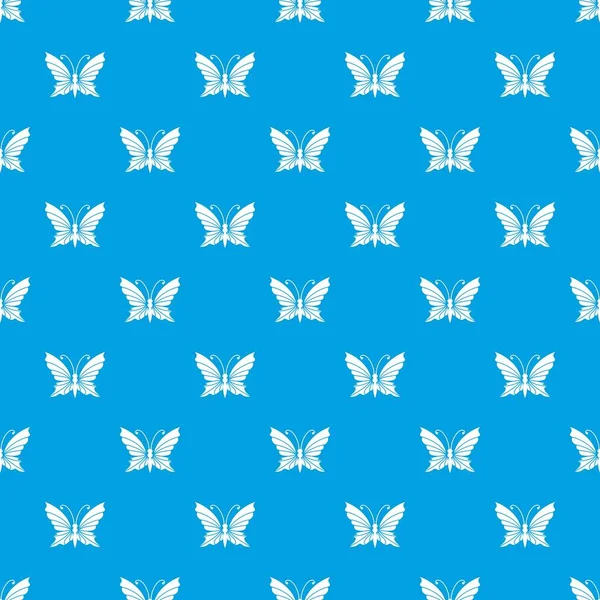 Mariposa con patrón de antenas vector azul sin costuras — Vector de stock