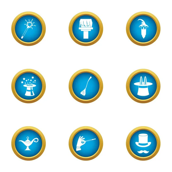 Whoo icons set, flat style — Stock Vector