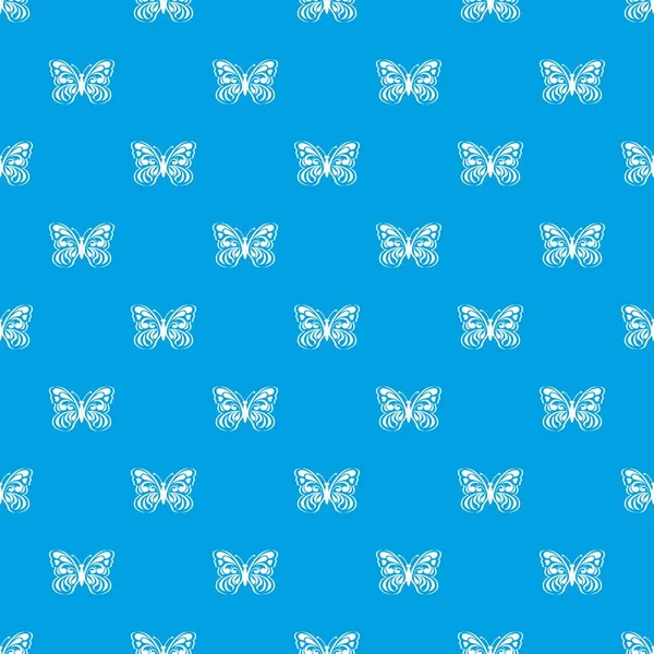 Mariposa con patrón abstracto en alas patrón vector azul sin costuras — Vector de stock