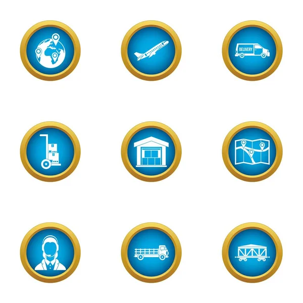 Depolama oda Icons set, düz stil