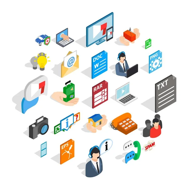 Gazeteci Icons set, izometrik stili