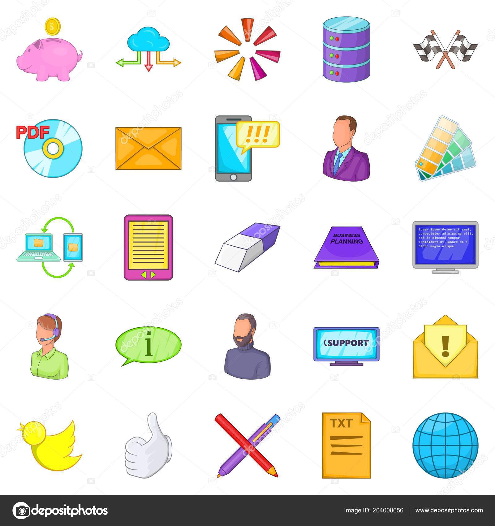 Money Transfer Icons Set Cartoon Style Stock Vector - 