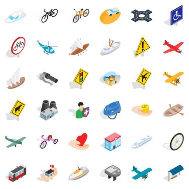 Trafik işareti Icons set, izometrik stili