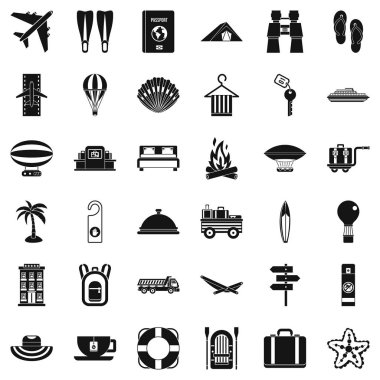 Seyahat zaman Icons set, basit tarzı